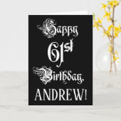 61ste verjaardag: Fancy, elegant script + aangepas Kaart (Gele Bloem)