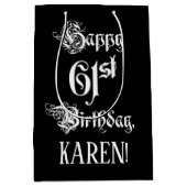 61ste verjaardag: Fancy, elegant script + aangepas Medium Cadeauzakje (Voorkant)