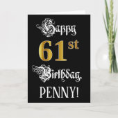61ste verjaardag — Fancy script; Faux Gold Kijk; n Kaart (Voorkant)