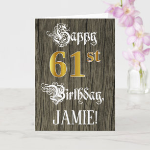 61ste verjaardag: Faux Gold Kijk + Faux Wood Patte Kaart