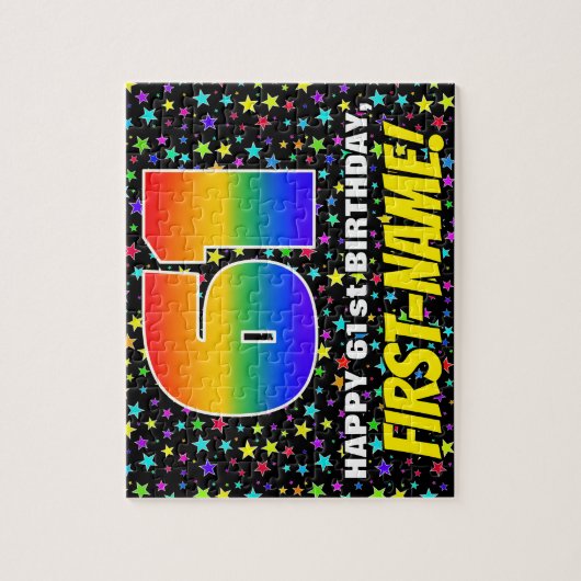 61ste verjaardag — Fun, kleurrijk Star Field Patte Legpuzzel (Verticaal)