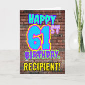 61ste verjaardag - Fun, Urban Graffiti geïnspireer Kaart (Voorkant)