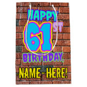 61ste verjaardag: Fun, Urban Graffiti geïnspireerd Medium Cadeauzakje (Voorkant)