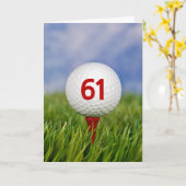 61ste verjaardag Golfbal op rood T-shirt Kaart (Gele Bloem)