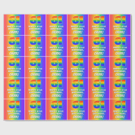 61ste verjaardag: kleurrijk, vun regenboogpatroon  cadeaupapier