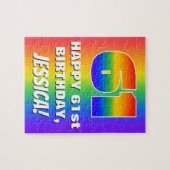 61ste verjaardag: kleurrijk, vun regenboogpatroon legpuzzel (Horizontaal)