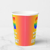 61ste verjaardag: kleurrijk, vun regenboogpatroon papieren bekers (Rechts)