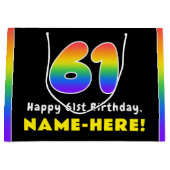 61ste verjaardag: kleurrijke regenboog # 61, Naam Groot Cadeauzakje (Voorkant)