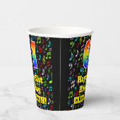 61ste Verjaardag: Leuk Muzieknoten Patroon, Regenb Papieren Bekers (Rechts)