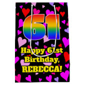 61ste verjaardag: Liefdevolle harten patroon, Rege Medium Cadeauzakje (Achterkant)