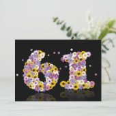 61ste verjaardag, met bloembollen letters kaart (Staand voorkant)