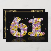 61ste verjaardag, met bloembollen letters kaart (Voorkant / Achterkant)