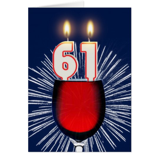 61ste Verjaardag met wijn en kaarsen Kaart