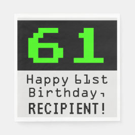 61ste verjaardag - nerdy / geeky stijl "61" & naam servet