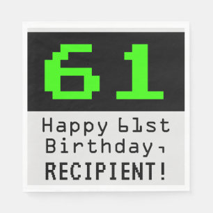 61ste verjaardag - nerdy / geeky stijl "61" & naam servet