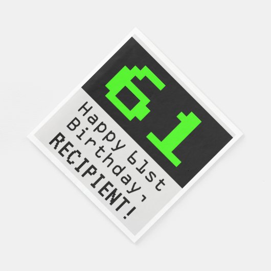 61ste verjaardag - nerdy / geeky stijl "61" & naam servet (Hoek)