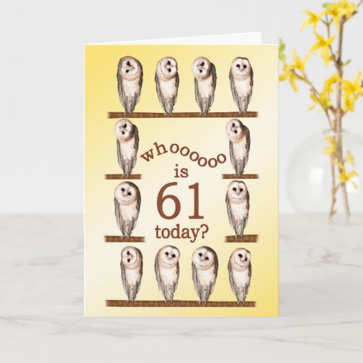 61ste verjaardag, nieuwsgierige uilkaart. kaart (Gele Bloem)