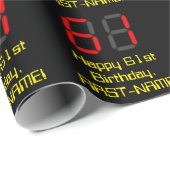 61ste verjaardag: Red Digital Clock Style "61" + n Cadeaupapier (Rol Hoek)