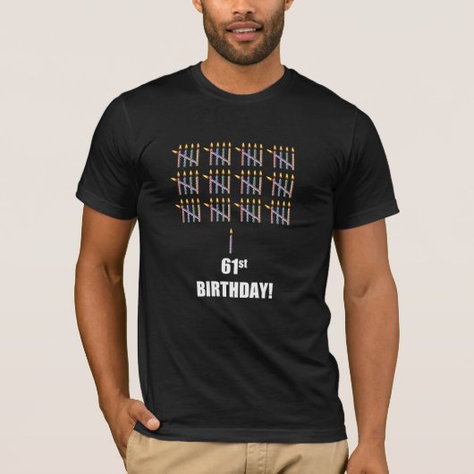 61ste verjaardag T-shirt met kaarsen (Voorkant)
