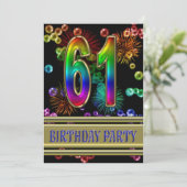61ste verjaardag Uitnodiging met bellen (Staand voorkant)