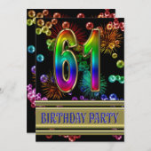 61ste verjaardag Uitnodiging met bellen (Voorkant / Achterkant)