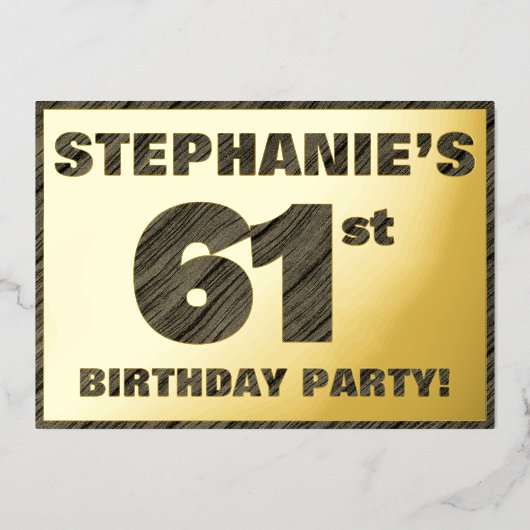 61ste verjaardag van de partij van Birthday - Vett Folie Uitnodiging (Voorkant)