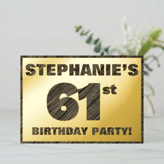 61ste verjaardag van de partij van Birthday - Vett Folie Uitnodiging (Staand Voorkant)