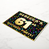 61ste verjaardag van de Vreugde - Fun, kleurrijk s Folie Uitnodiging (Gedraaid)