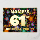 61ste verjaardag van de Vreugde — Fun, kleurrijke  Folie Uitnodiging (Voorkant)