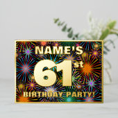 61ste verjaardag van de Vreugde — Fun, kleurrijke  Folie Uitnodiging (Staand Voorkant)
