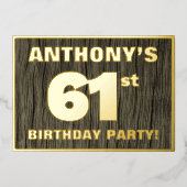 61ste verjaardag: Vet, Faux-waterkorenpatroon Folie Uitnodiging (Voorkant)