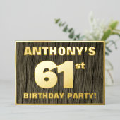 61ste verjaardag: Vet, Faux-waterkorenpatroon Folie Uitnodiging (Staand Voorkant)