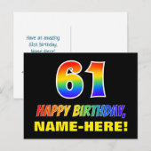 61ste verjaardag: Vet, Vun, Eenvoudig, Regenboog 6 Briefkaart (Voorkant / Achterkant)