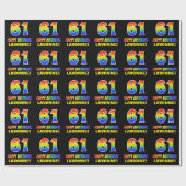 61ste verjaardag: Vet, Vun, Eenvoudig, Regenboog 6 Cadeaupapier (Vlak)