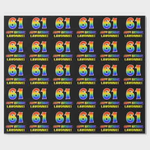 61ste verjaardag: Vet, Vun, Eenvoudig, Regenboog 6 Cadeaupapier