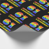 61ste verjaardag: Vet, Vun, Eenvoudig, Regenboog 6 Cadeaupapier (Hoek)