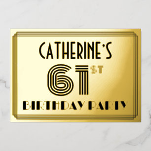 61ste verjaardagsfeest — Art Deco-stijl “61” & naa Folie Uitnodiging