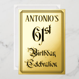 61ste verjaardagsfeest — Elegant schrift + aangepa Folie Uitnodiging