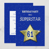 61ste verjaardagsfeestje voor een superster kaart (Voorkant / Achterkant)