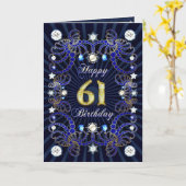 61ste verjaardagskaart met massa's van juwelen kaart (Gele Bloem)