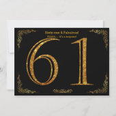 61th Birthday party, Gatsby styl, zwarte gouden gl Kaart (Voorkant)