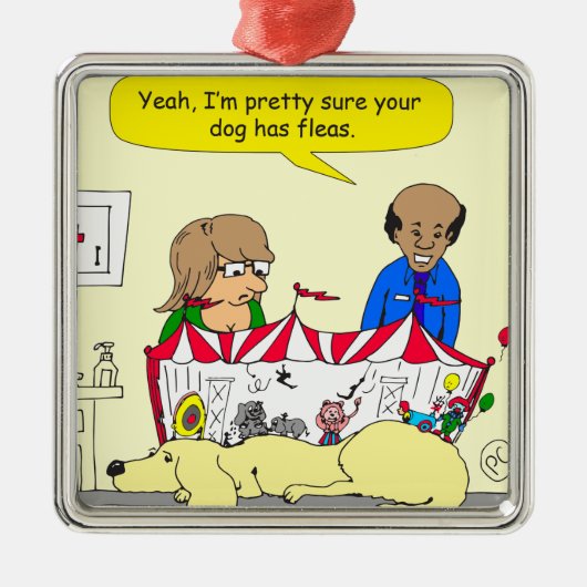 626 hond heeft vlooiencartoon metalen ornament (Voorkant)