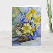 6296 Daffodils in Bird Planter Birthday Card Kaart (Voorkant)