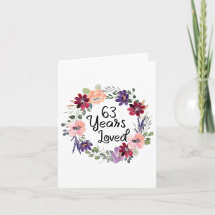 62 Jaar Geliefde Bloemen 63ste Verjaardag Vrouwen  Kaart