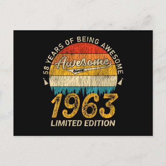 62 Jaar Oud 1963 Retro Geweldig 62ste Verjaardag C Briefkaart (Voorkant)