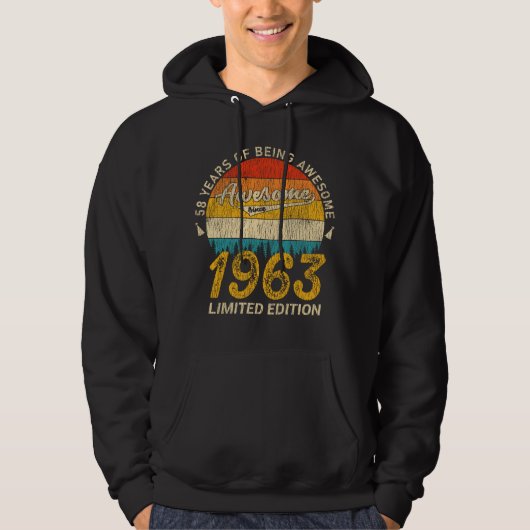 62 jaar oud 1963 Retro Geweldige 62e verjaardag ca Hoodie (Voorkant)