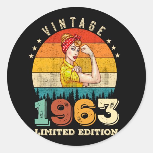 62 jaar oude Bday 1963  62e Verjaardag Vrouwen Ronde Sticker (Voorkant)