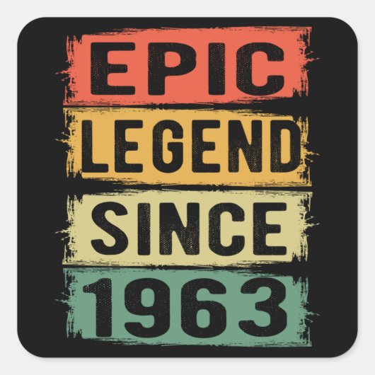 62 jaar oude Bday 1963 Epic Legend 62ste verjaarda Vierkante Sticker (Voorkant)