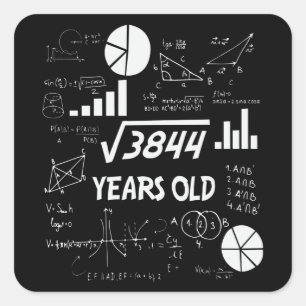 62 jaar oude Bday Wiskunde Teacher 62ste verjaarda Vierkante Sticker