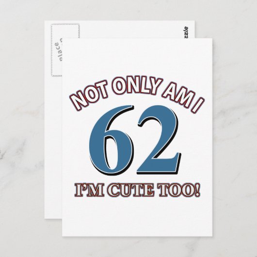 62 jaar Oude design Briefkaart (Voorkant / Achterkant)